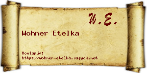 Wohner Etelka névjegykártya